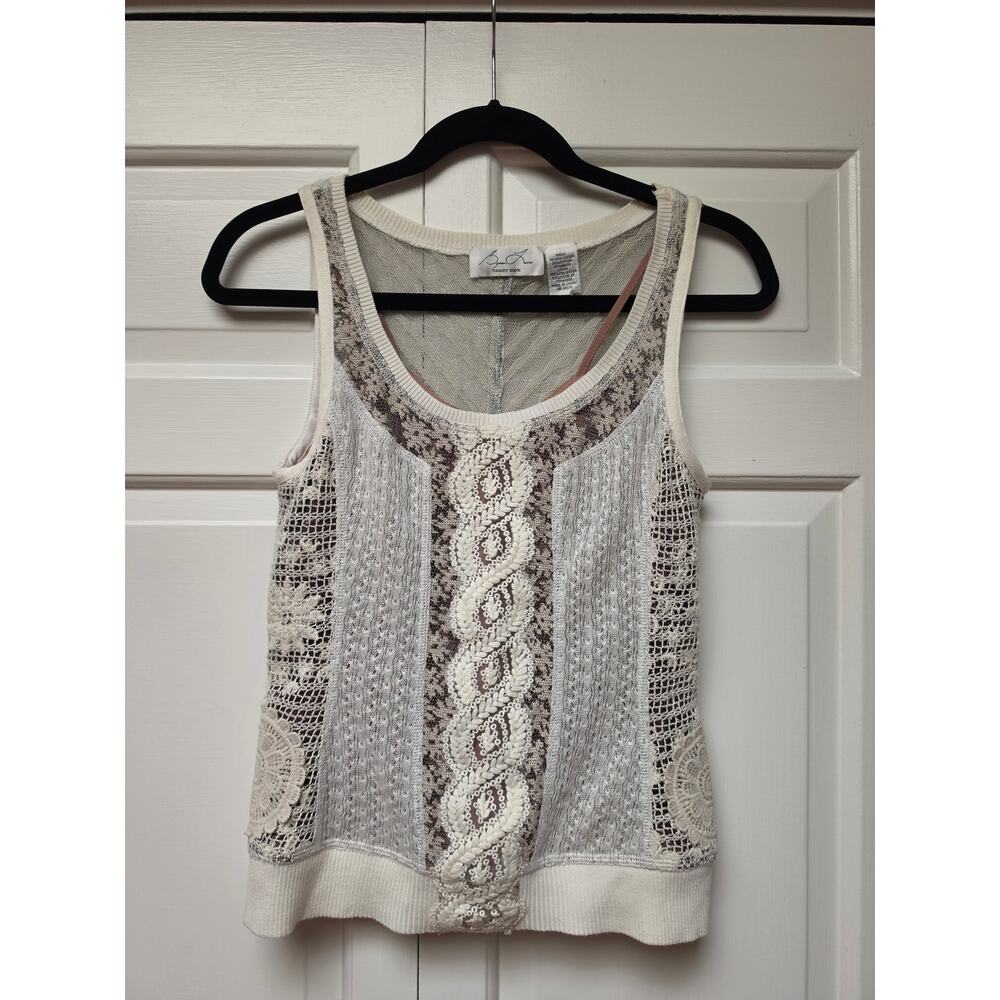 Byron Lars Beauty Mark Mixed Media Tank Top 0 - Picture 2 of 9